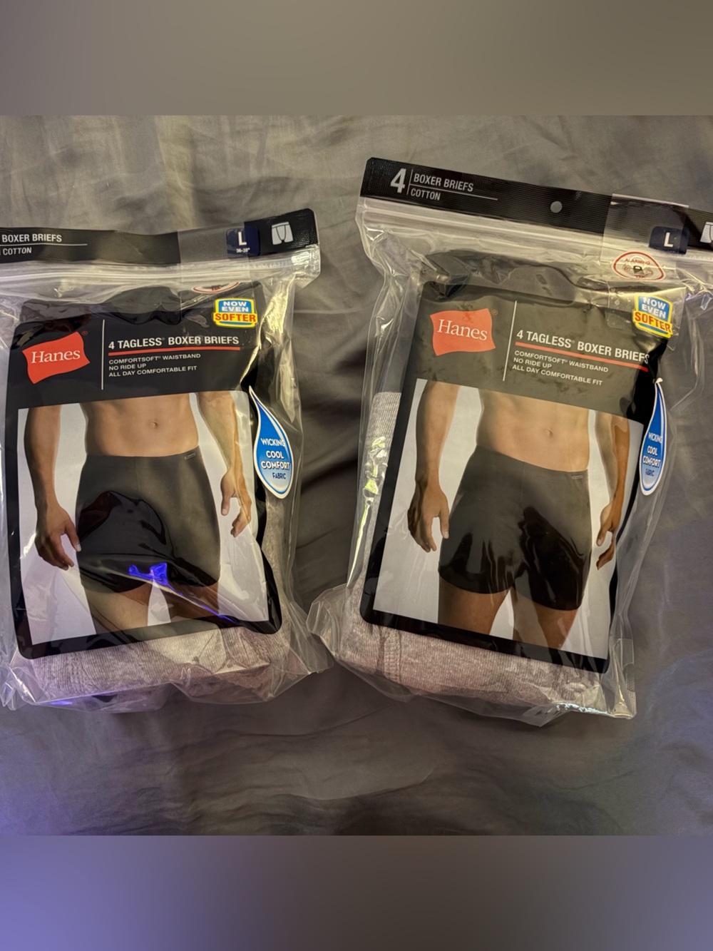 Hanes Men's Tagless Boxer Briefs - Black and Heather Gray